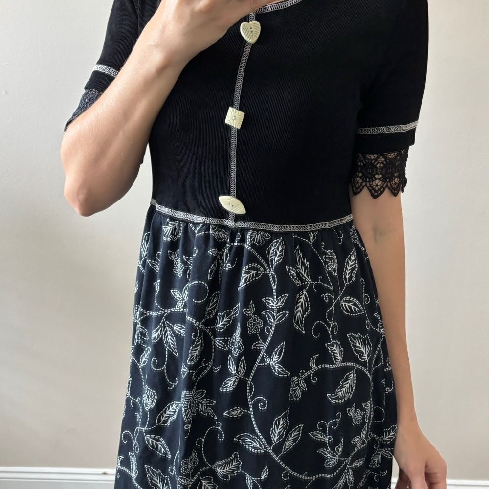 Molly Malloy vintage 90’s floral midi dress black size S - Picture 2 of 15
